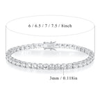 Gemsme 18K White Gold Plated 3.0mm Cubic Zirconia Classic Tennis Bracelet 6.5 Inch
