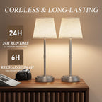 Litluzecozy Cordless Table Lamp Rechargeable Black - 2 Pack 7500mAH Battery Operated Lamp for Decor, 3000K Stepless Dimming Touch Control Wireless Lamp for Bedroom, Dining Table, Counter, Living Room