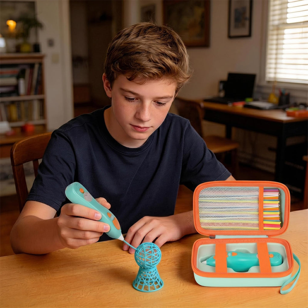 ANKHOH Organizer Case for 3Doodler Start+ Essentials 3D Pen for Kids, EVA Shell/Wrist Strap, Drop-Proof Water-Resistant, Stores for 3d Pen Filament USB for Travel/Home/School (Mint Green, Case Only)