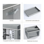 Homsorout Storage Bins with Lids - Fabric Closet Storage Bins with Window, Collapsible Baskets for Shelves 4 Pack, Home Decorative Boxes for Clothes, Closet, Office, Grey