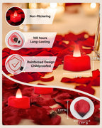 Amagic 4000 Pieces Red Artificial Rose Petals with 50 Red Heart LED Tea Lights, Rose Petals and Candles Set for Proposal, Anniversary, Romantic Night, Wedding Decor