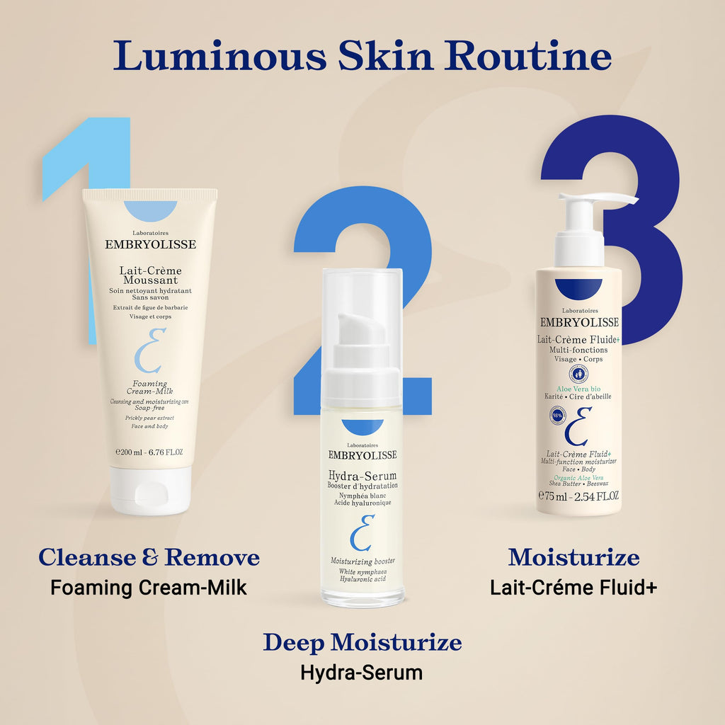 Embryolisse Lait Creme Fluid+ Face & Body Cream. Natural Lightweight Moisturizer for All Skin Types. Hydrating Lotion with Shea Butter & Aloe Vera, 2.54 Fl Oz