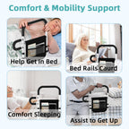 Bed Rails for Elderly Adults Safety - Adjustable Bed Assist Rails for Full Size, Portable Bed Cane for Seniors With Storage Pocket, Hold Up to 330 Lbs, Easy Setup, Bedside Safety and Stability