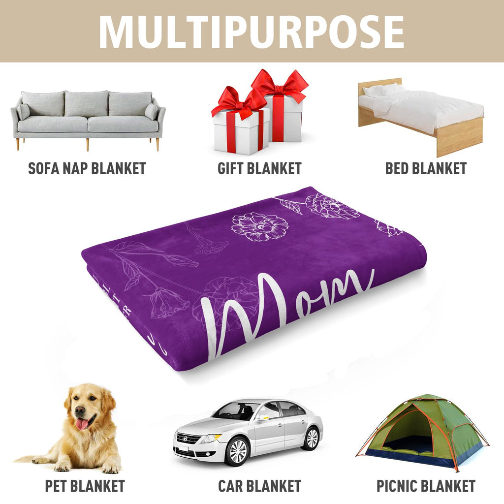 GiltGlimmer Mom Birthday Gifts, Mom Floral Blanket Purple, 60" x 50"
