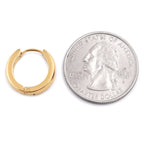Pair Stainless Steel Bevel Edge Hoop Huggie Men Earrings Gold-tone Color 16mm