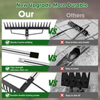 Heavy Duty Bow Rake for Lawns, 17 Tine Metal Rake Level Soil 5.58FT