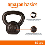 Amazon Basics Cast Iron Kettlebell, 15 Pounds, Black