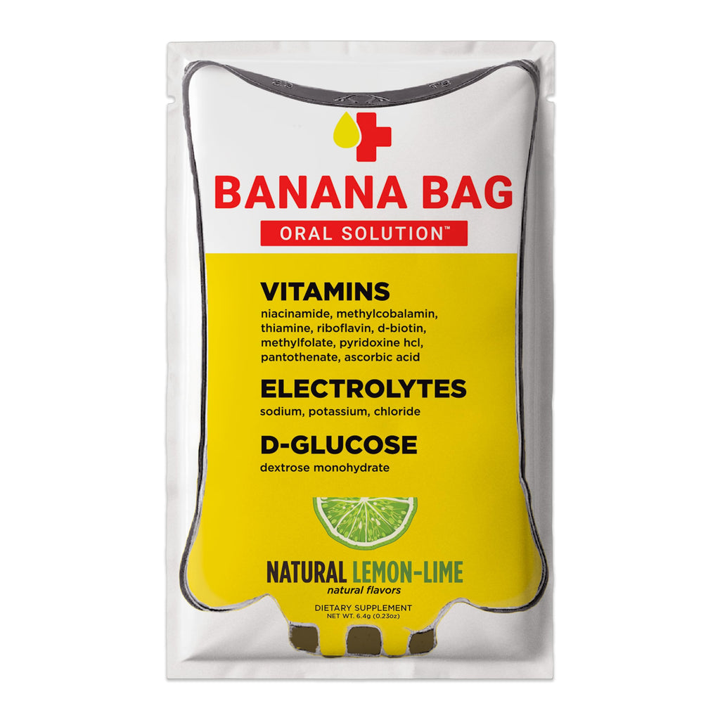 Banana Bag Oral Solution Packets ��� Natural Lemon Lime 5pk | A Refreshing Blend of Electrolytes, Vitamin C, and B-Complex for Daily Hydration and Energy | Perfect for Any Lifestyle.
