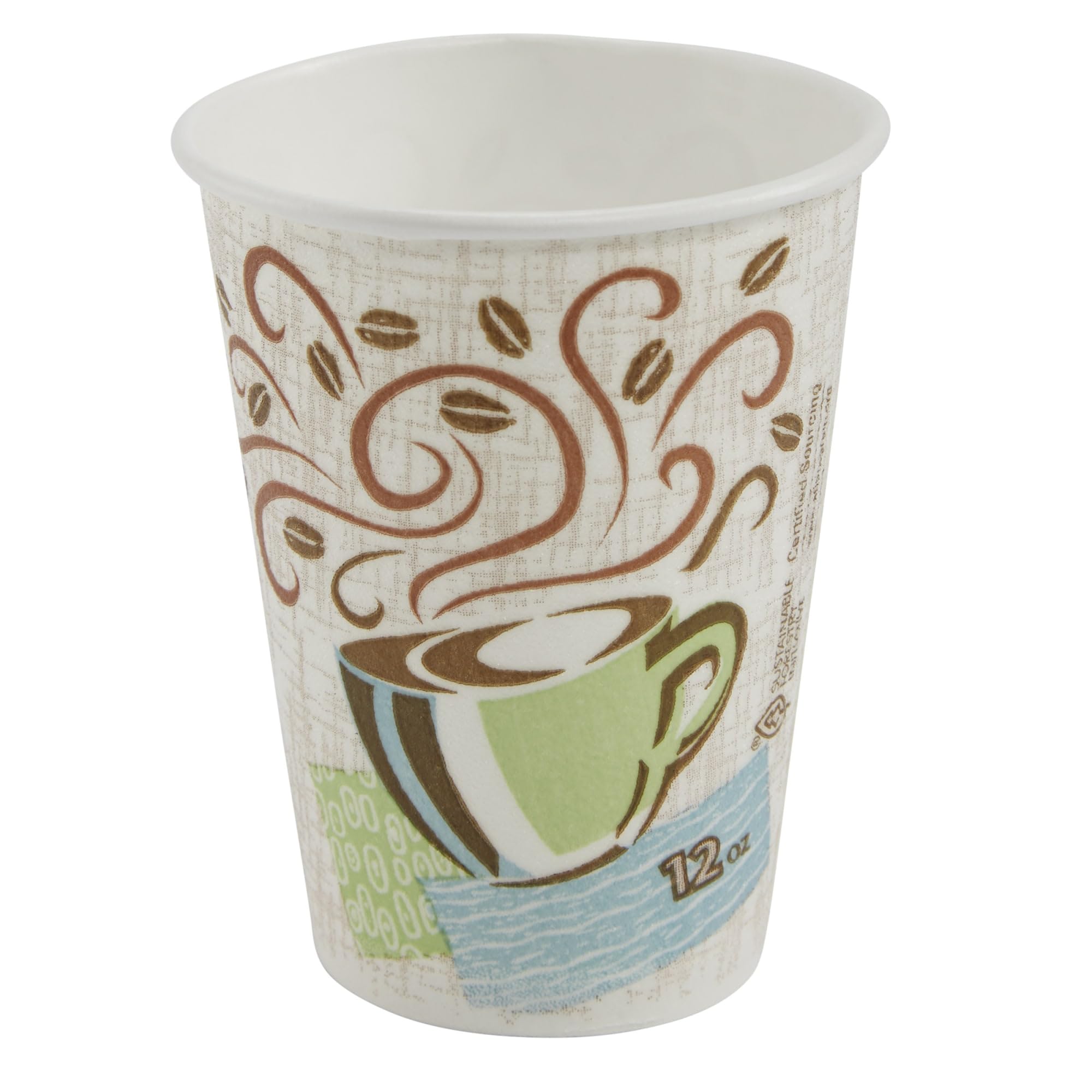 Dixie PerfecTouch 12 oz. Insulated Paper Hot Coffee Cup by GP PRO (Georgia-Pacific), Coffee Haze, 5342CDSBP, 160 Cups Per Case, Coffee Haze Design