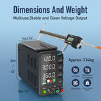 Jesverty DC Power Supply Variable, 0-120V 0-3A Switching Bench Power Supply with Intelligent Charging Mode, 20W USB & Type-C Quick-Charge, Encoder Knob, Output Switch, 4-Digit LED Display - SPS-12003C