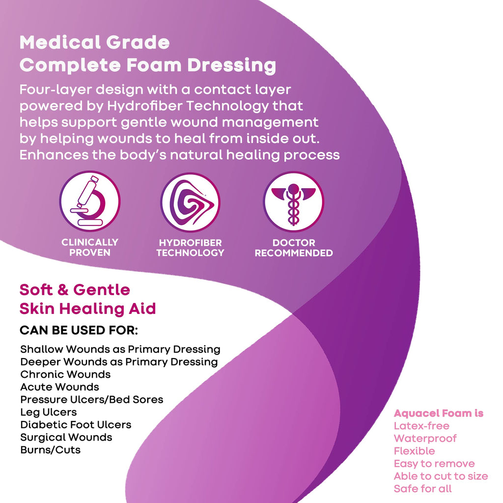 ConvaTec AQUACEL Extra 4"x5" Hydrofiber Absorbant Dressing for Moderate to Highly Exuding Wounds, Non-Woven Two-Dimensional Strengthening Fibers, Rectangle, 10ct Box