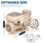 XtremepowerUS 2HP SuperFlow Variable Speed Swimming Pool Pump 230V, InGround 7,860 GPH 1.5" 2" Fitting Adapter, Self Priming Compatible EC-342001 Max 2.2HP