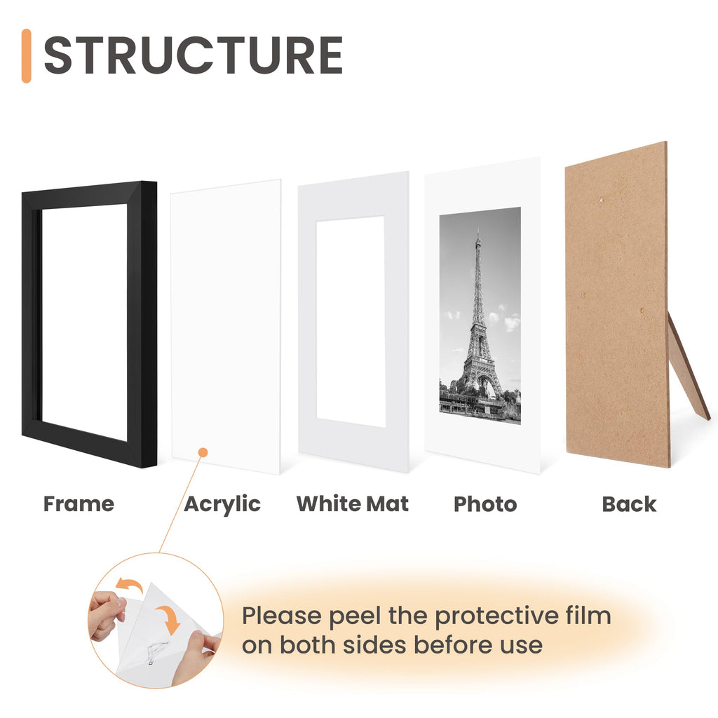 upsimples 5x7 Picture Frame, Photo Collage Wall Decor Set of 10, Black