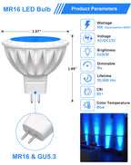 GOHDLAMP 6-Pack MR16 Blue LED Bulbs-Aquatic 5W 50W Halogen GU5.3 12V 38° Spot for Water Features, Moonlight, Parties & Indoor Ambiance