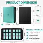Toploader Binder, Holds 360 Toploaders, 100 Toploaders INCLUDED, 9-Pocket PU Cover Top Loader Binder for 3" x 4" Rigid Toploaders, Ringless Double-Sided Toploader Card Binder for TCG, Sport Cards