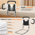 Bed Rails for Elderly Adults Safety, Adjustable Height Bed Guard Rails with Night Motion Light for Seniors, Carbon Steel Bed Assist Rails for Queen King Size Bed (Patent Pending)