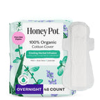 The Honey Pot Company - 48 ct - Herbal Pads for Women - Overnight w/Wings - Infused w/Essential Oils for Cooling Effect & Organic Cotton Cover - Feminine Care