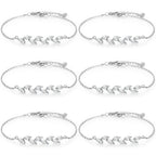 Trnayi 6 Pcs Bridesmaid Bracelets Jewelry Bridesmaid Gifts,Silver Leaf