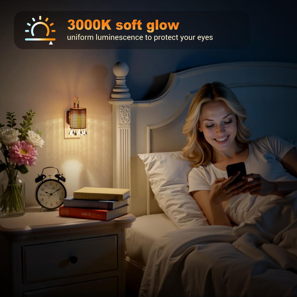 JandCase Night Light Plug in, Modern Night Lights Plug into Wall with Dusk to Dawn Light Sensor, Warm White 3000K Boho Nightlight LED, Adjustable Brightness for Bathroom Bedroom Hallway 2 Pack