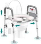 Soundfuse Toilet Seat Risers for Seniors, Raised Toilet Seat with Handles, Adjustable Height & Width, Cozy Padded 400lb Elevated Toilet Seat, Fit Any Toilet