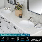 gotonovo Waterfall 8 inch Widespread Bathroom Faucet Set Bathroom Sink Faucet 3 Hole 2 Handle Vanity Lavatory Deck Mount with Pop Up Drain and Water Supply Lines Round Body Brushed Nickel