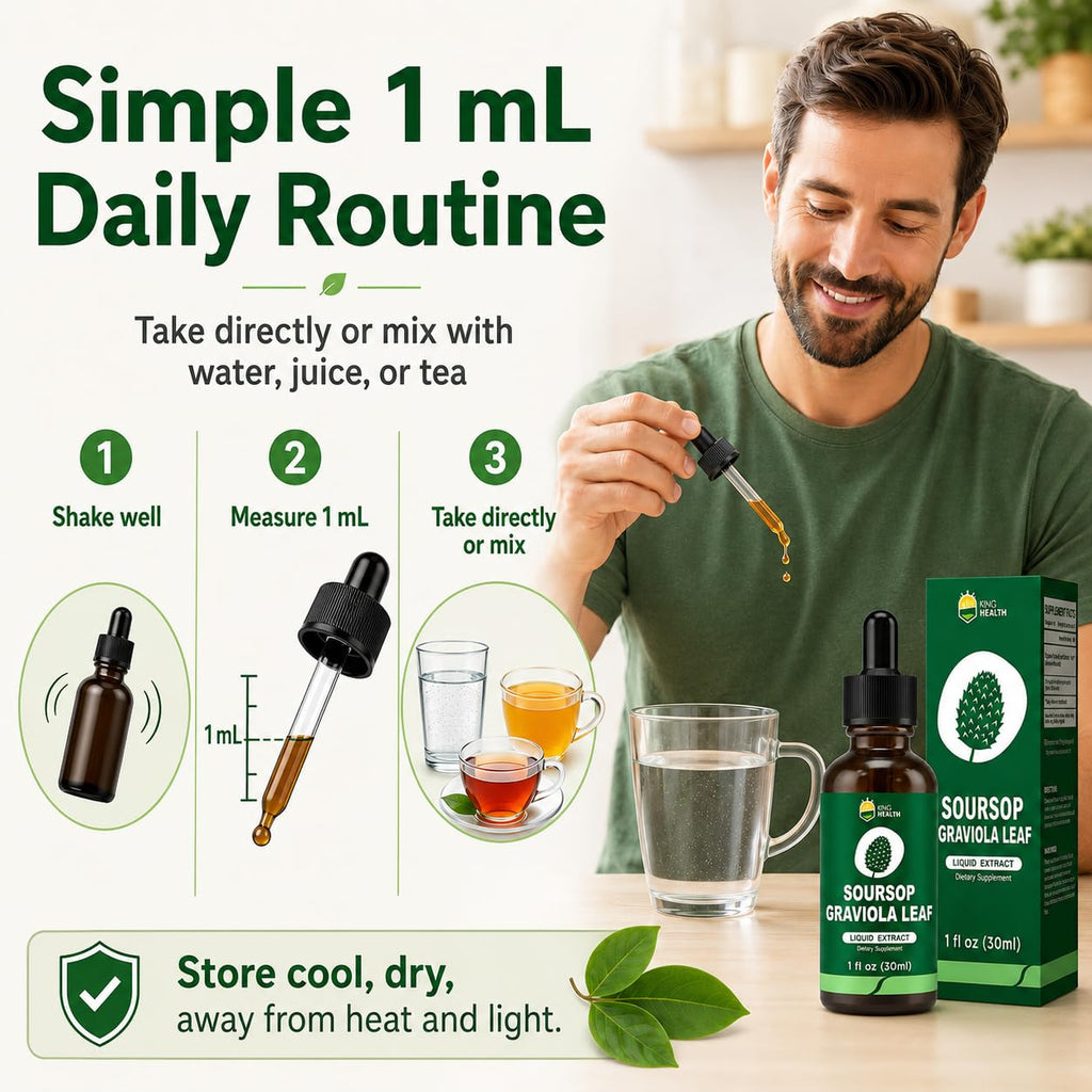 Organic Soursop Graviola Leaf Extract Liquid Drops | Pure Soursop Bitters Liquid for Immune Support | GMP Certified, Vegan, Non-GMO, Gluten Free | 1 Fl Oz