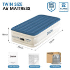 DIVON Twin Air Mattress with Built in Pump Raised,18”Single Inflatable Mattress in 2 Mins,Foldable Blow Up Mattress,Portable Twin Size Air Mattress for Camping,Travel&Floor,Air Bed for Adults,330lbs