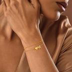 M MOOHAM Bracelets for Women, 14K Gold Plated Initial S Bracelet Jewelry