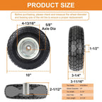 4.10/3.50-4 Tire and Dolly Wheel Flat Free - Solid Rubber Hand Truck Wheels 5/8" Axle - Gorilla Cart Tires Replacement for Garden, Wagon, Yard and Wheelbarrow (10 Inch 4 Pack)