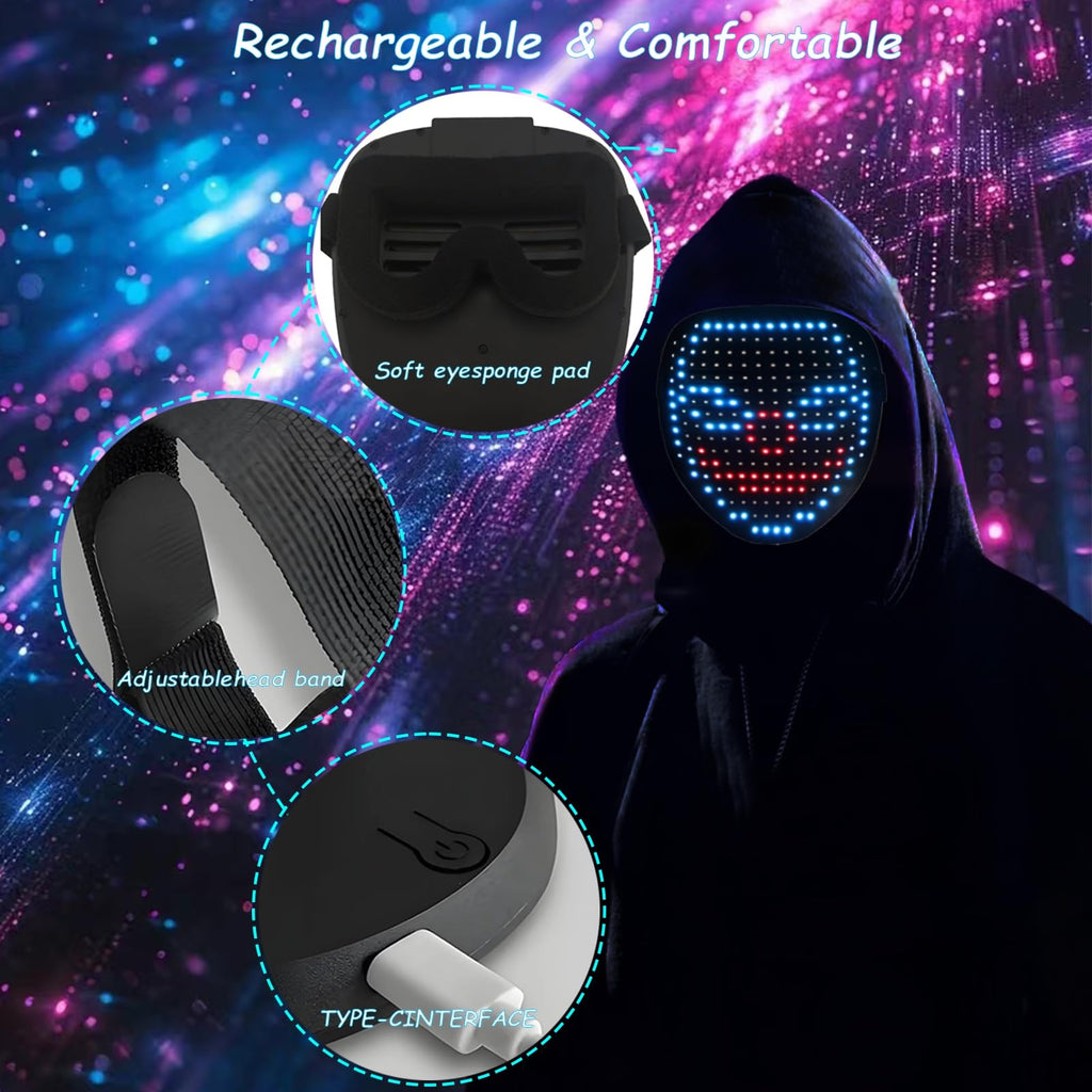 JDBMAOYE LED Light Up Mask with Gesture Sensing,Perfect Gifts for Teen Boys