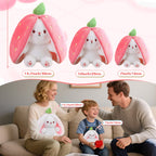 MIAODAM Bunny Stuffed Animal for Girls, Cute Strawberry Rabbit Bunny Plush