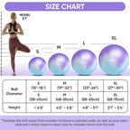APEXUP Yoga Ball Exercise Ball, Heavy Duty Gym Ball for Fitness, Balance, Core Workout, Physical Therapy (S (15"~18") 45cm, Blue Purple)
