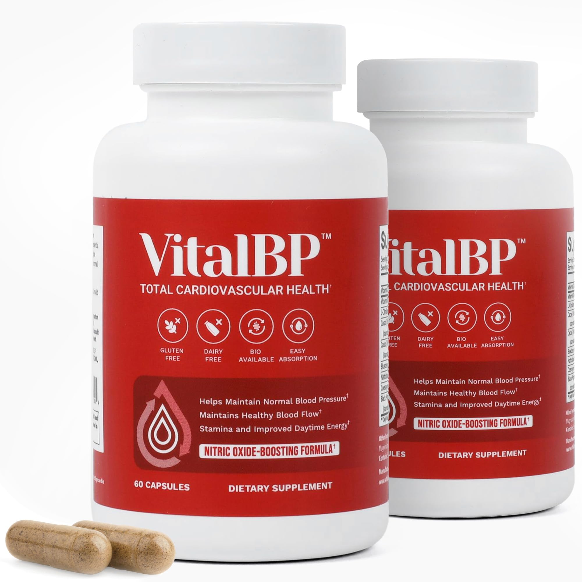VitalBP - 2 Pack - Support for Normal Blood Pressure - Supports Blood Flow & Arteries - with CoQ10, L-Citrulline, and K2 & D3-60 Capsules