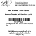 Outdoor Garden Gnome Statue with Solar Lantern Light Resin Yard Decor Patio Lawn Pathway Figurine Holiday Decoration Gnome Gift for Women Mom