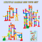247Pcs Marble Run with Motorized Elevator, Construction Building Blocks Toys with 30 Glass Marbles and 30 Glow in The Dark Marbles, STEM Gifts for Boys and Girls