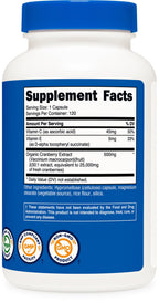 Nutricost Cranberry Extract 25,000mg Equivalent from 500mg of 50:1 Extract Per Serving, 120 Capsules for 120 Servings Per Bottle (3 Pack) - with 45mg of Vitamin C & 5mg of Vitamin E