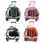 gihusrzx Pet Trolley Case with Upgraded Detachable Silent Wheels, Clear Ventilation Holes Cat Dog Carrier, Cat Dog Carrier with Telescopic Handle, Perfect for Traveling/Taking a Walk Black