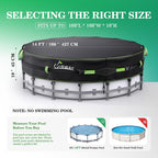 UIRWAY 500D Pool Cover 14FT Round [2026 Upgraded Heavy Duty Fabric] Solar Pool Covers for Above Ground Pools, New Super Windproof Gel-Coated Tarp Straps, Swimming Pool Covers with UV Protection