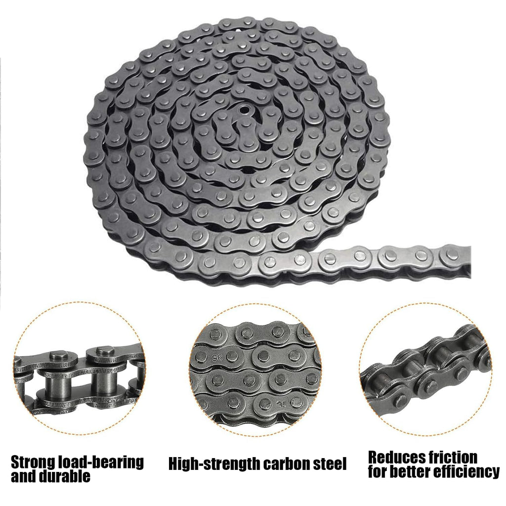 AZSSMUK #35 Roller Chain -10 Feet 40Mn Carbon Steel Material with 2 Connecting Link for Home and Industrial Machinery - 320 Links (35-10FT)