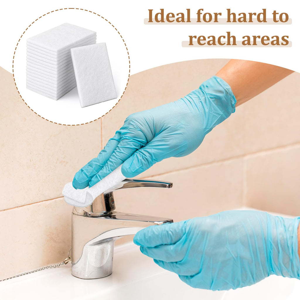 40 PCS White Non Woven Pads, Light Duty Scouring Pad, Abrasive Surface Scrubber, Non Scratch Scrubbing Pad, Multi Scouring Sponge for Home Workshop Cleaning Polishing(4 x 6 Inch)