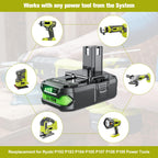 Upgraded 4000mAh 2Packs Replace for Ryobi 18V P107 Battery Compatible with Ryobi 18V Battery ONE+ P102 P103 P104 P105 P107 P108 P109 P189 PBP005 PBP006 PBP2005 P190 P197 Cordless Power Tools System
