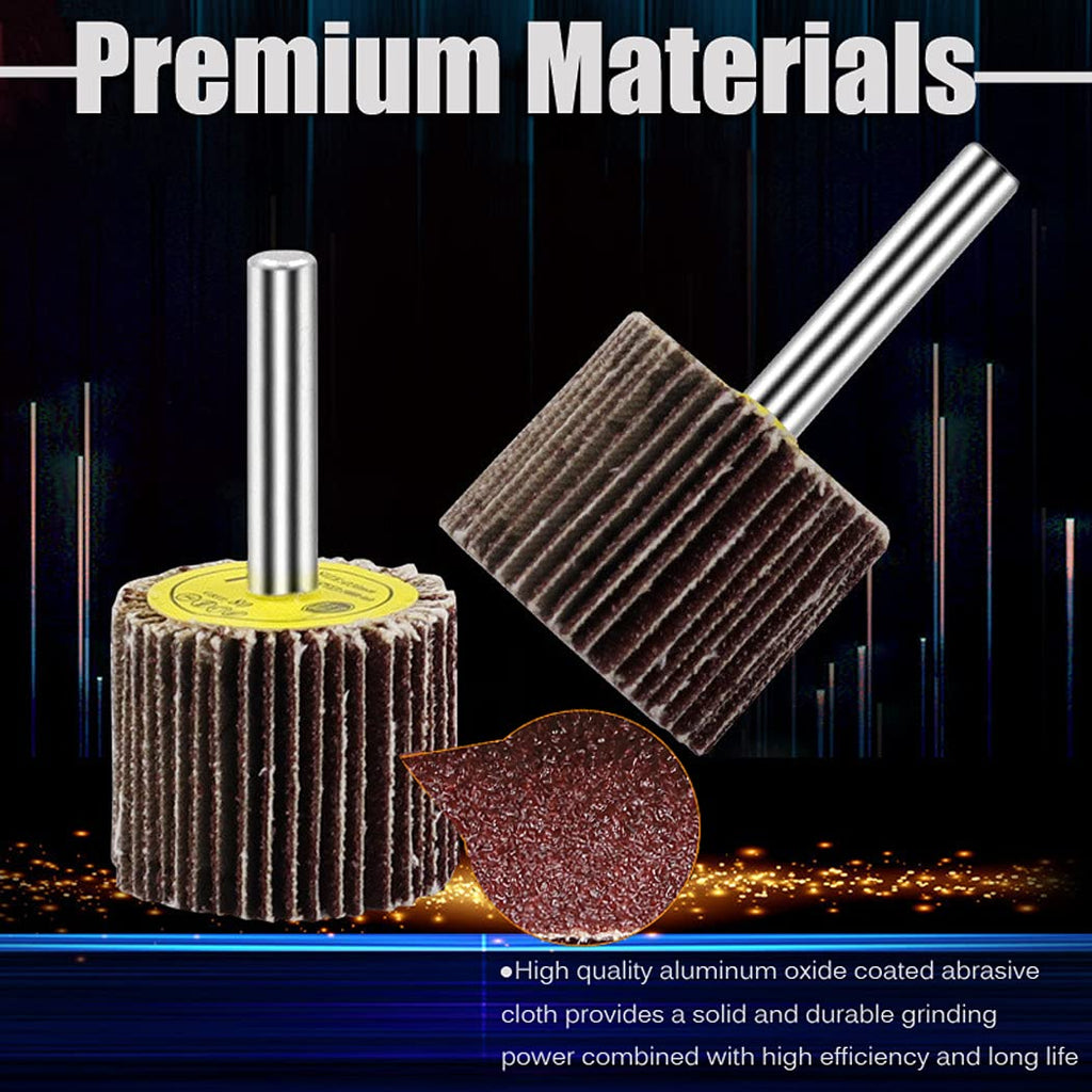 Mixiflor 24 Pcs Abrasive Flap Wheel Sander Set, 80 Grit Aluminum Oxide Sanding Flap Wheel, 1/4" Shank Flap Wheel Sander for Drill, Die Grinder Flap Wheel for Remove Rust