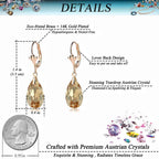 EVEVIC Austrian Crystal Teardrop Leverback Drop Earrings for Women
