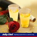 JOLLY CHEF 12 oz Clear Plastic Cups, 100 Pack Heavy-duty Party Glasses, Disposable Plastic Cups for Halloween,Thanksgiving Day, Christmas Party