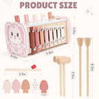 Joyreal Montessori Toys for 1 Year Old Girl Gift - Pink Wooden Hammering Pounding Toy with Xylophone & Fishing Game - Toddler Learning Activities for Kids 1+ 2 3 Year Old Christmas Birthday Gifts