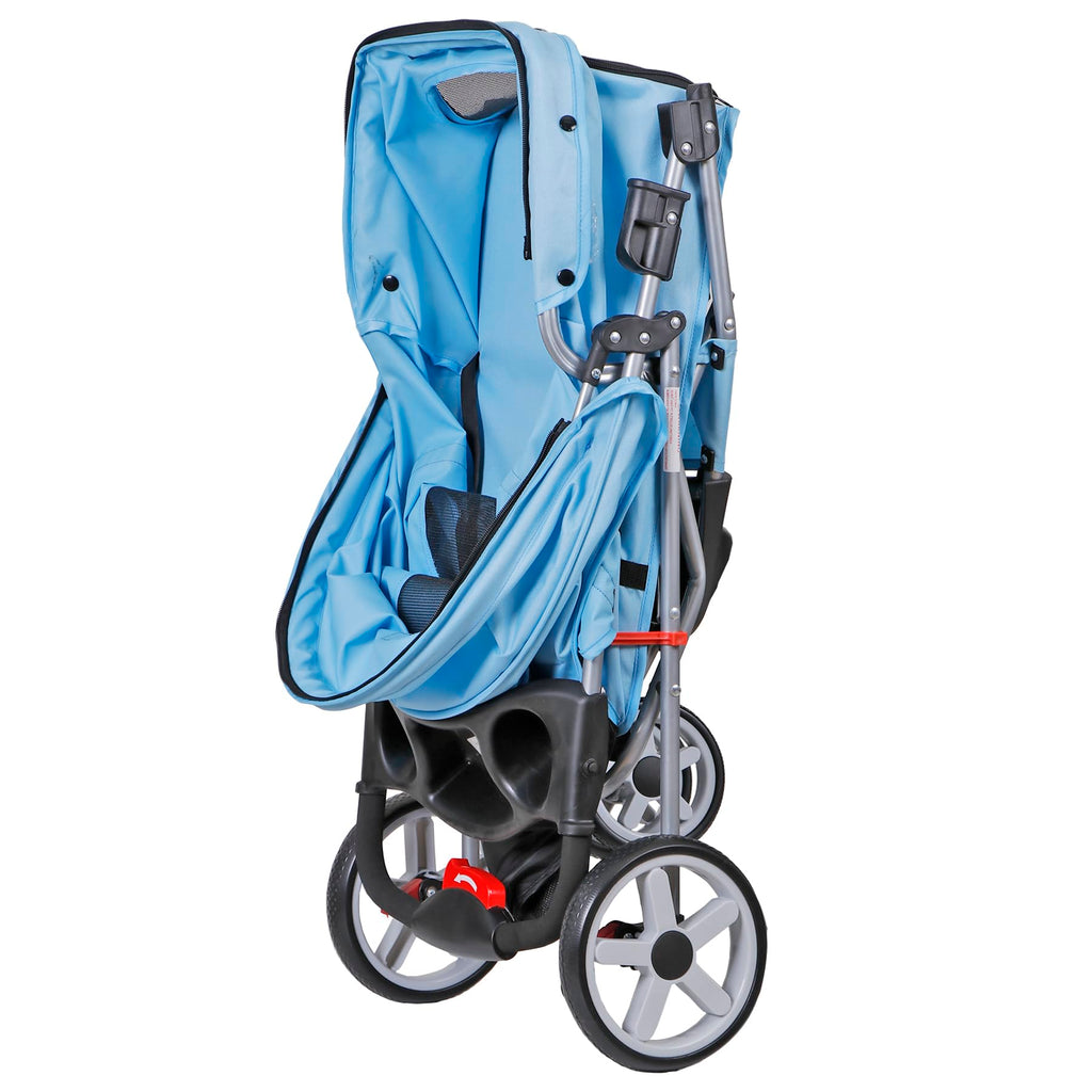 LEMY Pet Stroller,3 Wheels Dog Cat Stroller for Small Medium Dog Cats Carrier Jogger Travel Foldable Puppy with Storage Basket and Cup Holder(Blue)