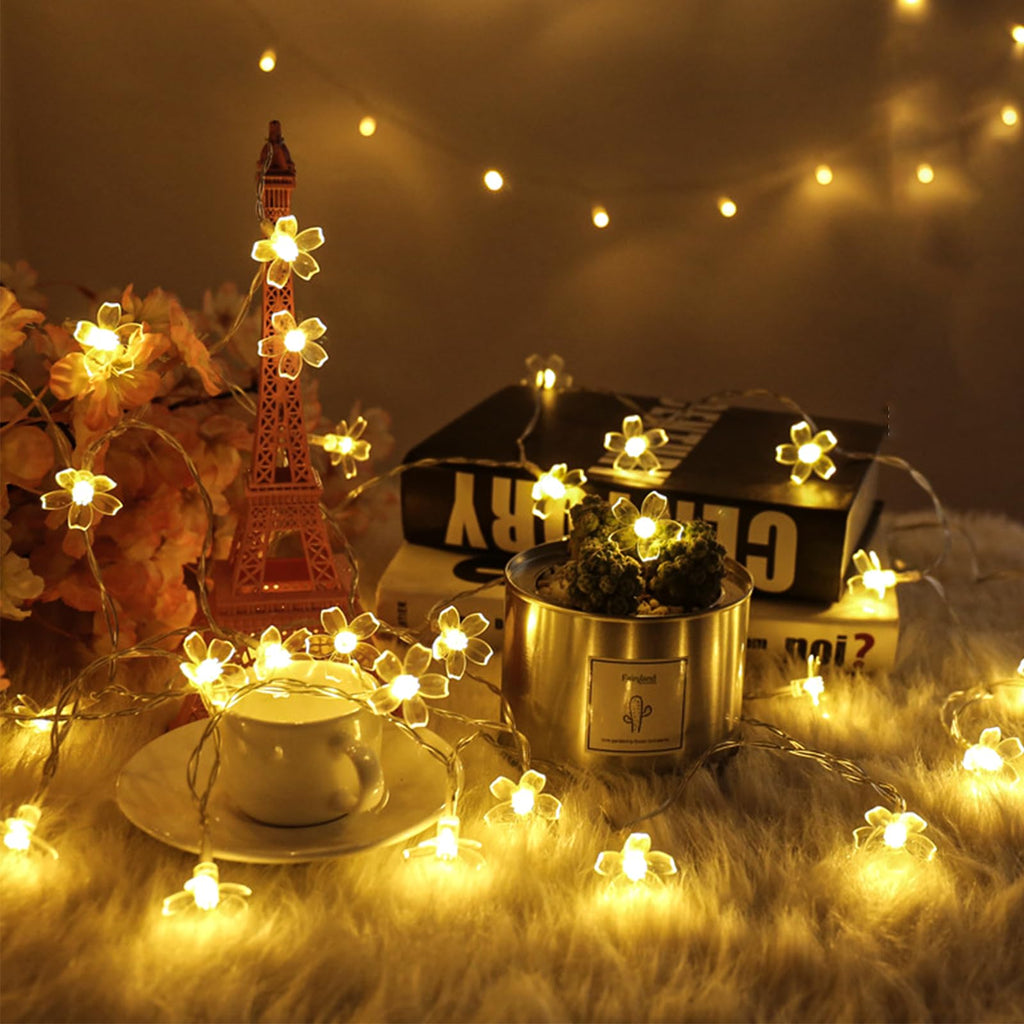 33ft 100 LED Plug in Glow Warm Fairy Flower String Lights Christmas Decor