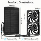 Solar Powered Fan for Outside, IP65 Waterproof Auto On/Off Solar Exhaust Fan Kit wtih 10 Ft Cable for Chicken Coop, Shed, Greenhouse, Pet House Ventilation Accessories