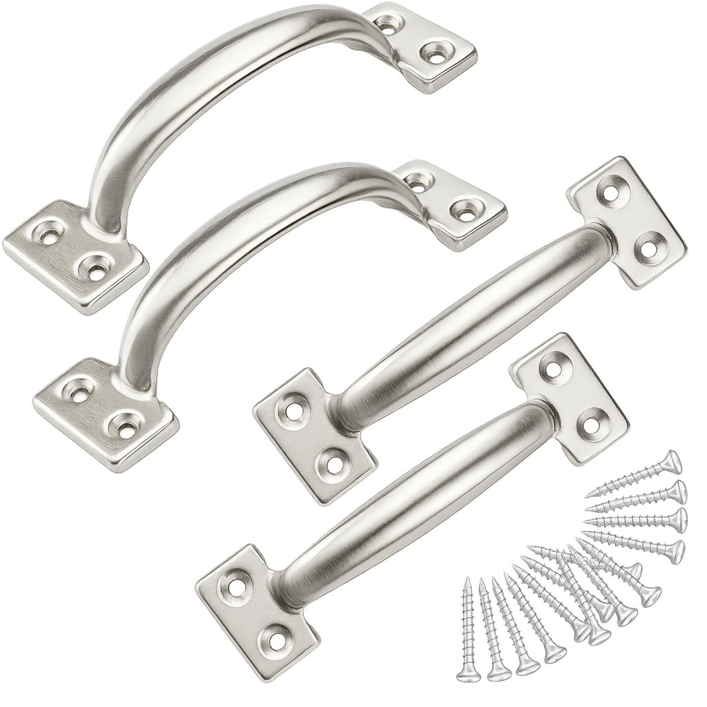TamBee 6 Inch Gate Handle Outdoor 304 Stainless Steel Door Pull Handle Rustproof Barn Door Handles for Fences Garage Yard Kitchen Bathroom (4 Pack)