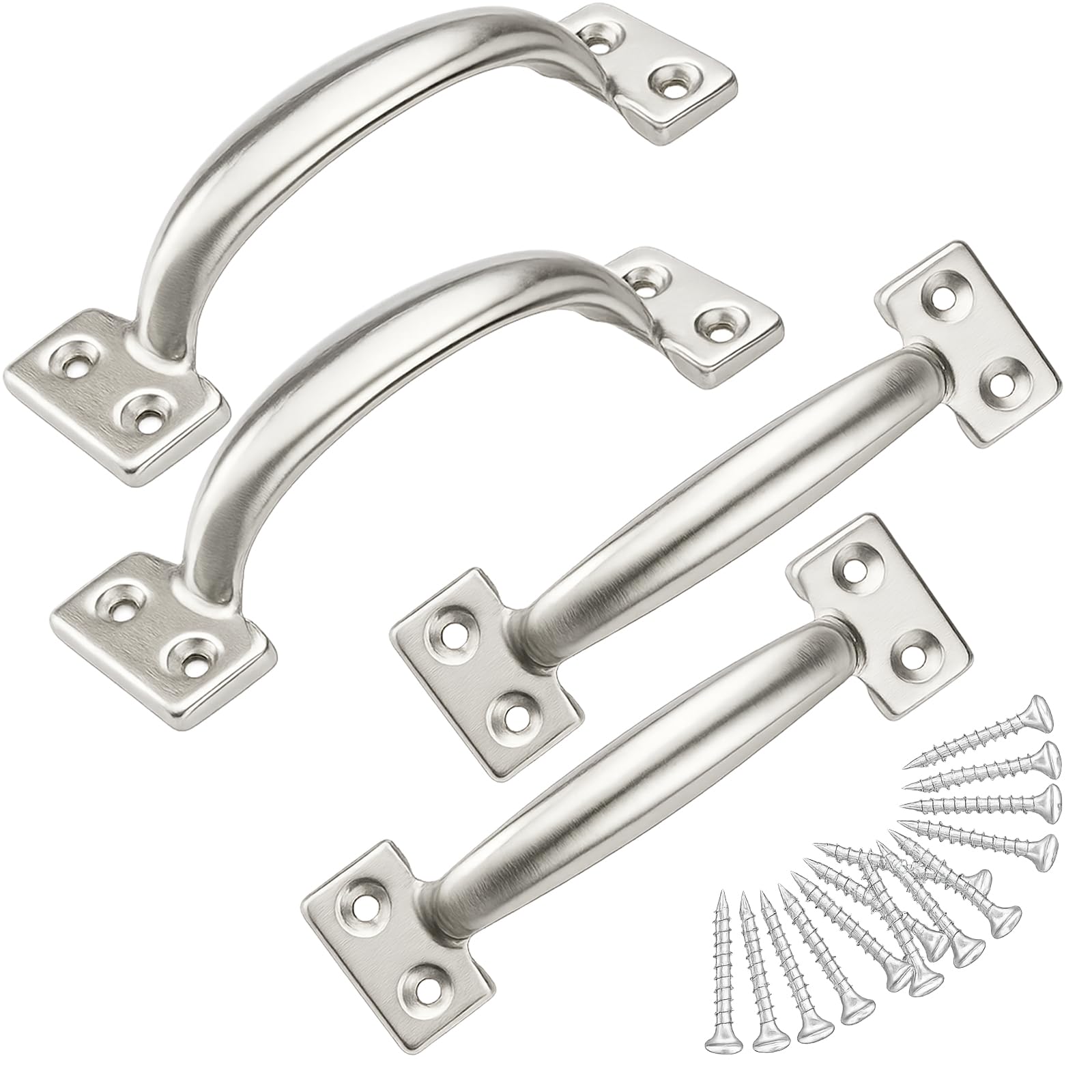 TamBee 6 Inch Gate Handle Outdoor 304 Stainless Steel Door Pull Handle Rustproof Barn Door Handles for Fences Garage Yard Kitchen Bathroom (4 Pack)